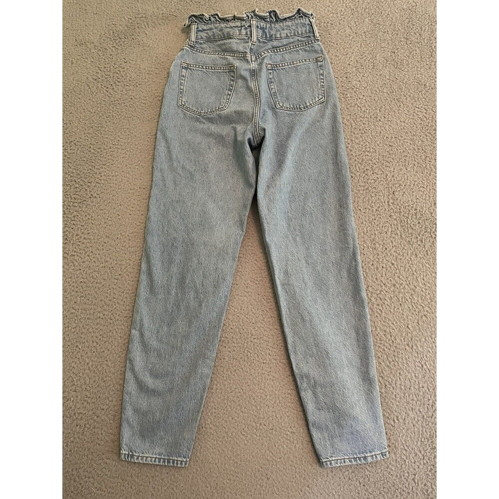 Miss Selfridge Light Wash High Rise Jeans Paperbag Waist Size 0 24x32 Mom Jeans - Picture 4 of 7